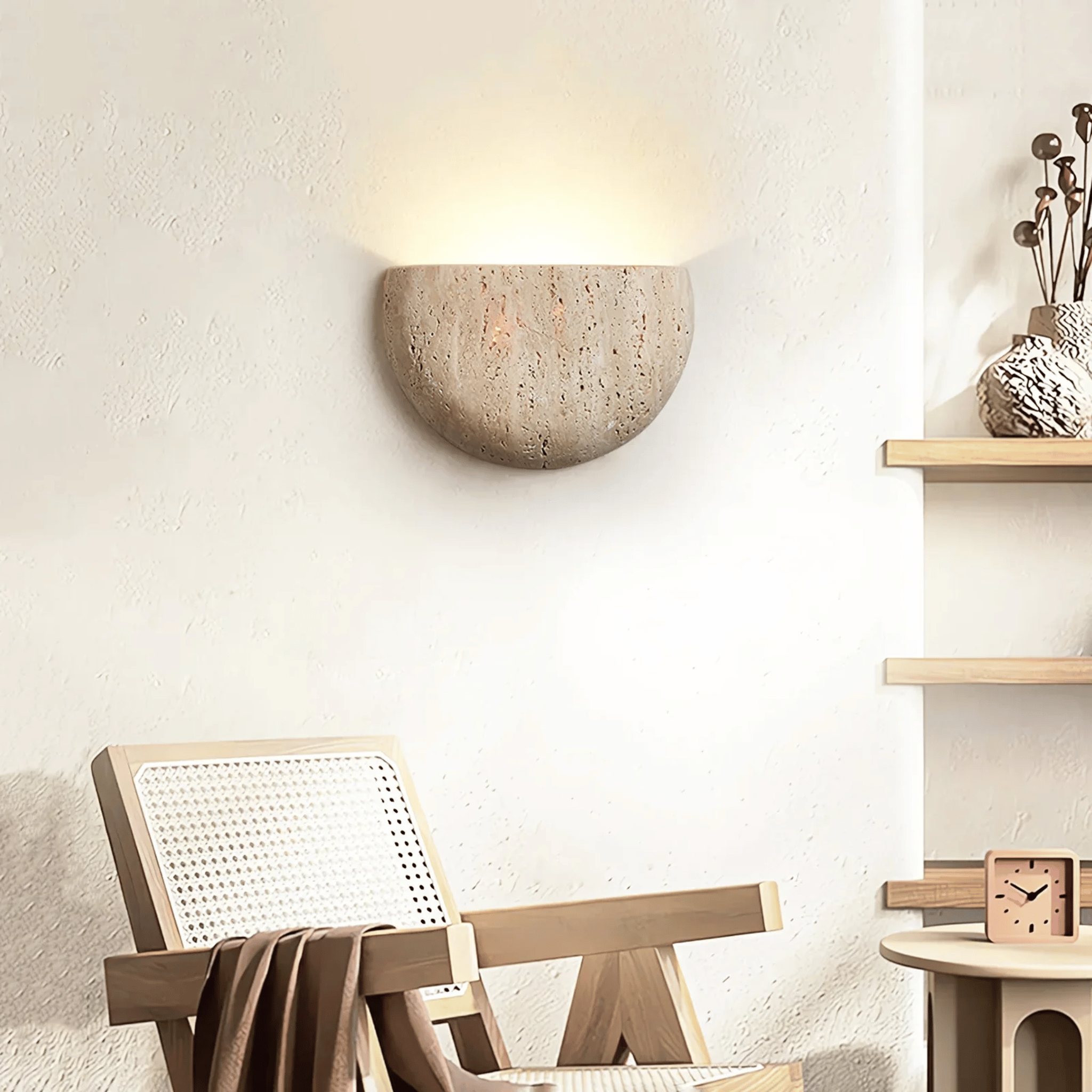 Minimalistisk Travertin Væglampe – Unikt Design med Beroligende Lys 6