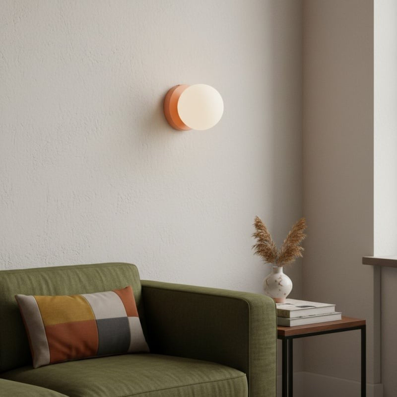 Minimalistisk Væglampe i Glas - Opalglaskugle med Rundt Design 6
