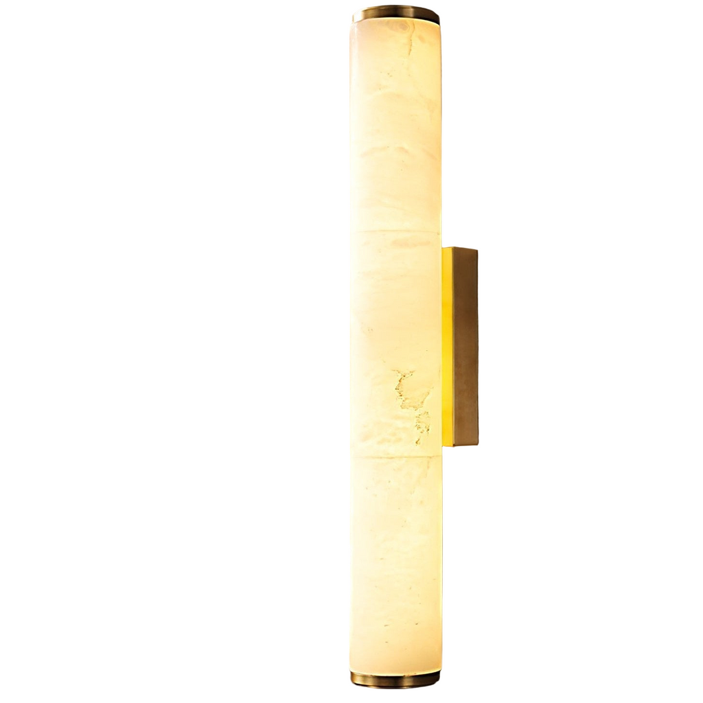 Minimalistisk Væglampe i Marmor – Varmt Hvidt LED Lys med Kobberdetaljer 0