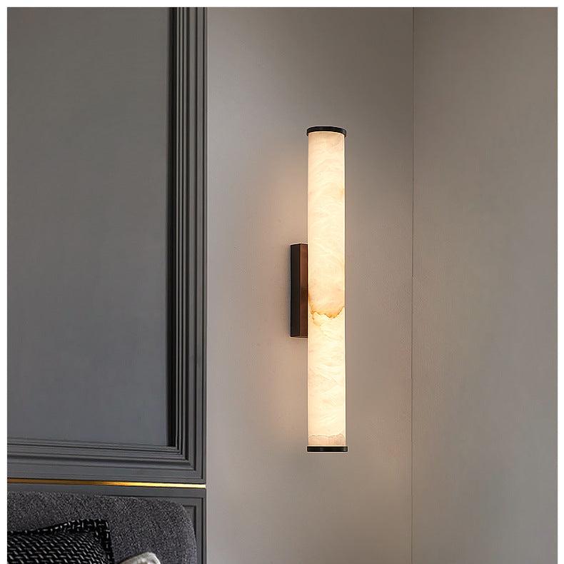 Minimalistisk Væglampe i Marmor – Varmt Hvidt LED Lys med Kobberdetaljer 4