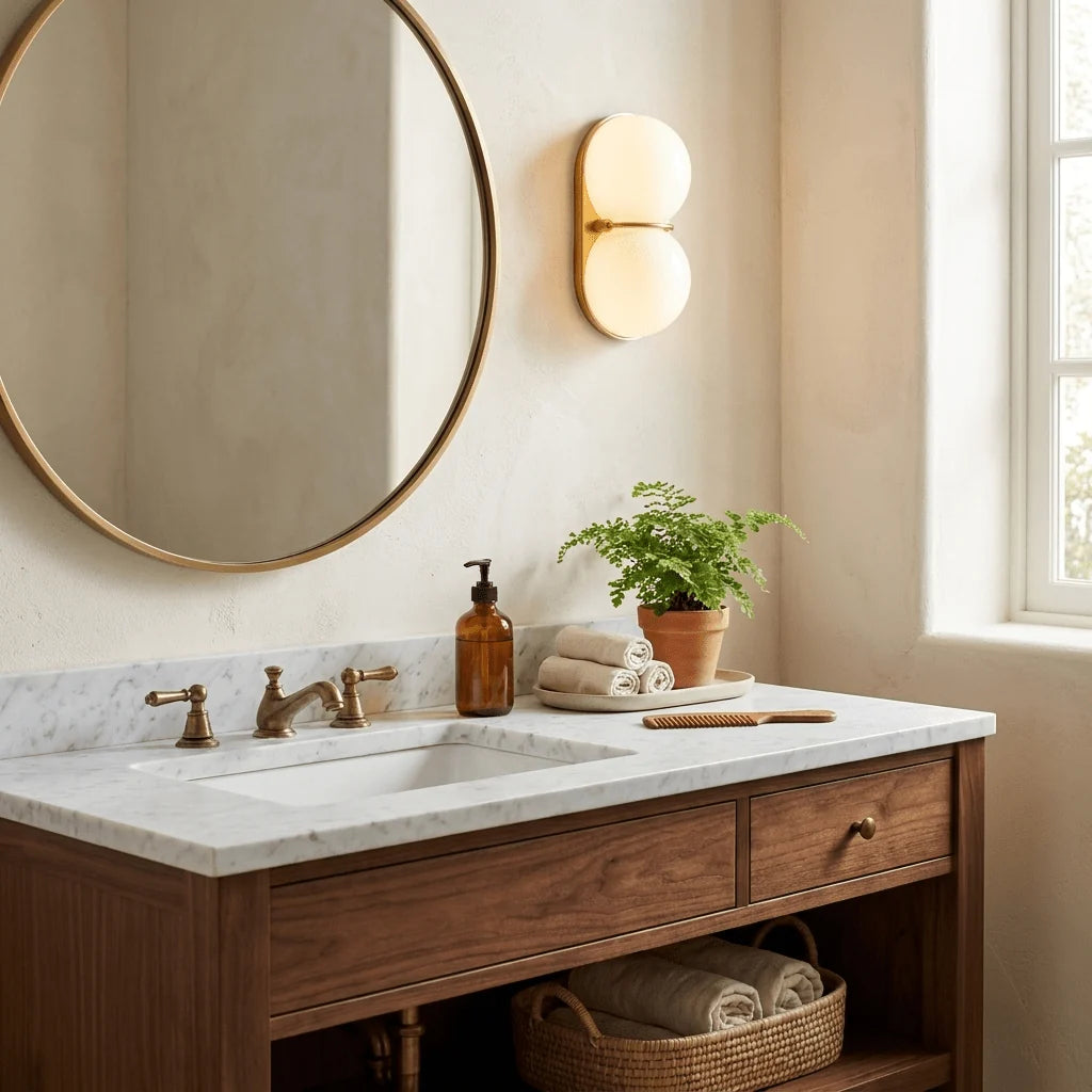 Moderne Glasvæglampe med To Kugleformede Skærme – Elegant Belysning 5