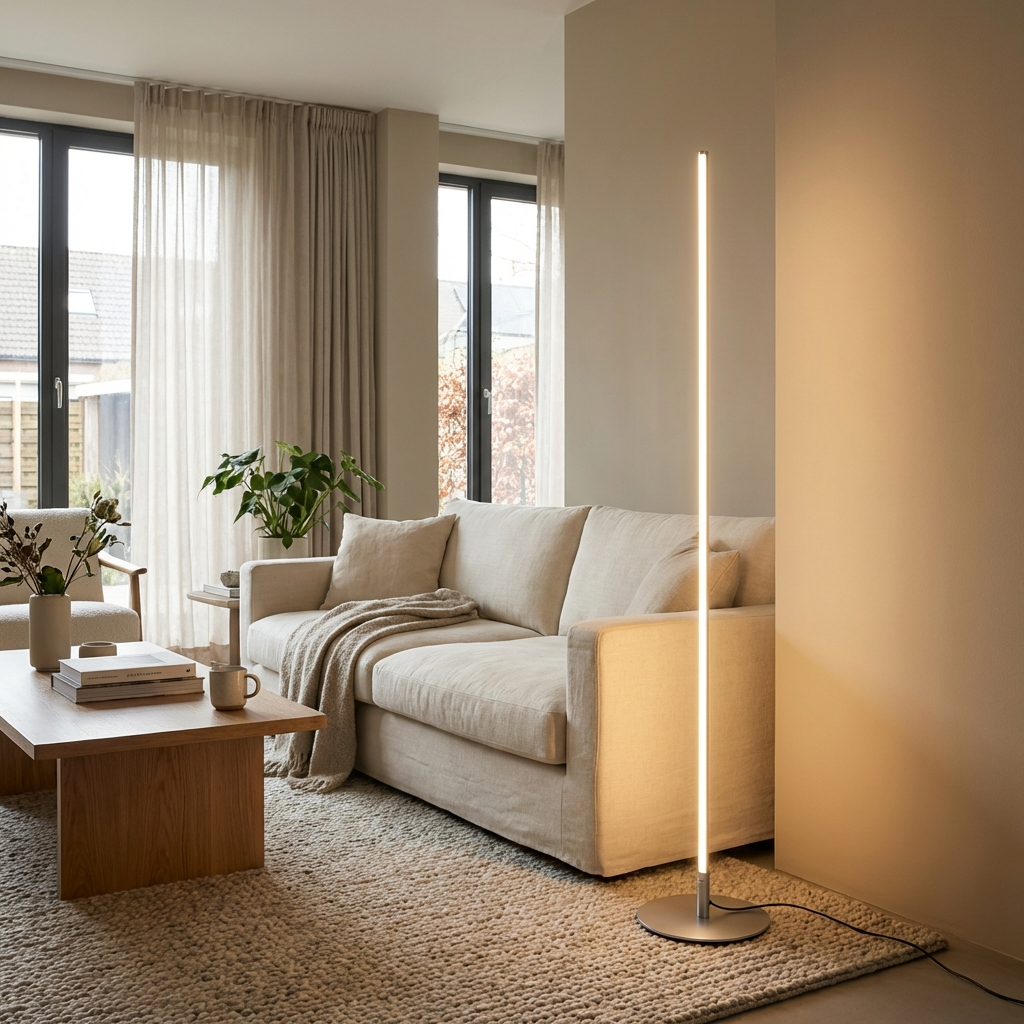 Moderne Høj Gulvlampe i Metal - Slankt Design med Energieffektiv LED 1