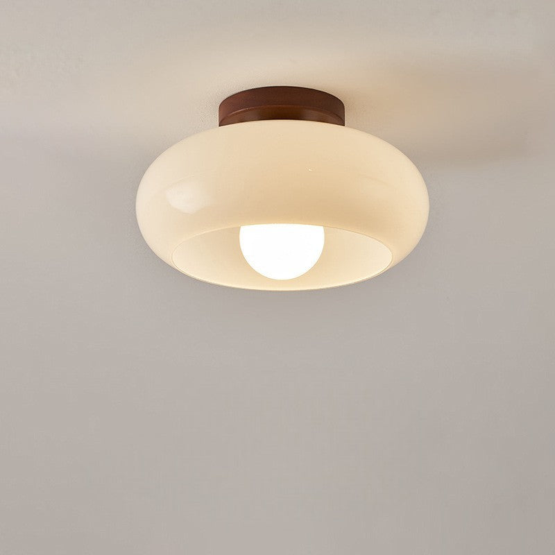 Moderne Loftlampe Bauhaus – Cremefarvet Glas med Metalbund 0