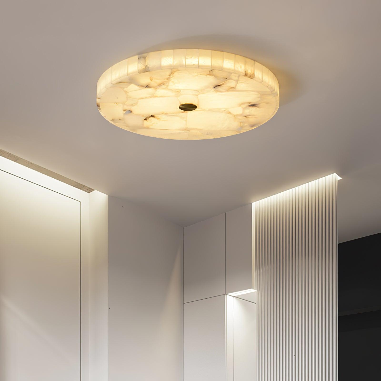Moderne Loftlampe i Alabast - Hvid og Guld Elegant Design 1
