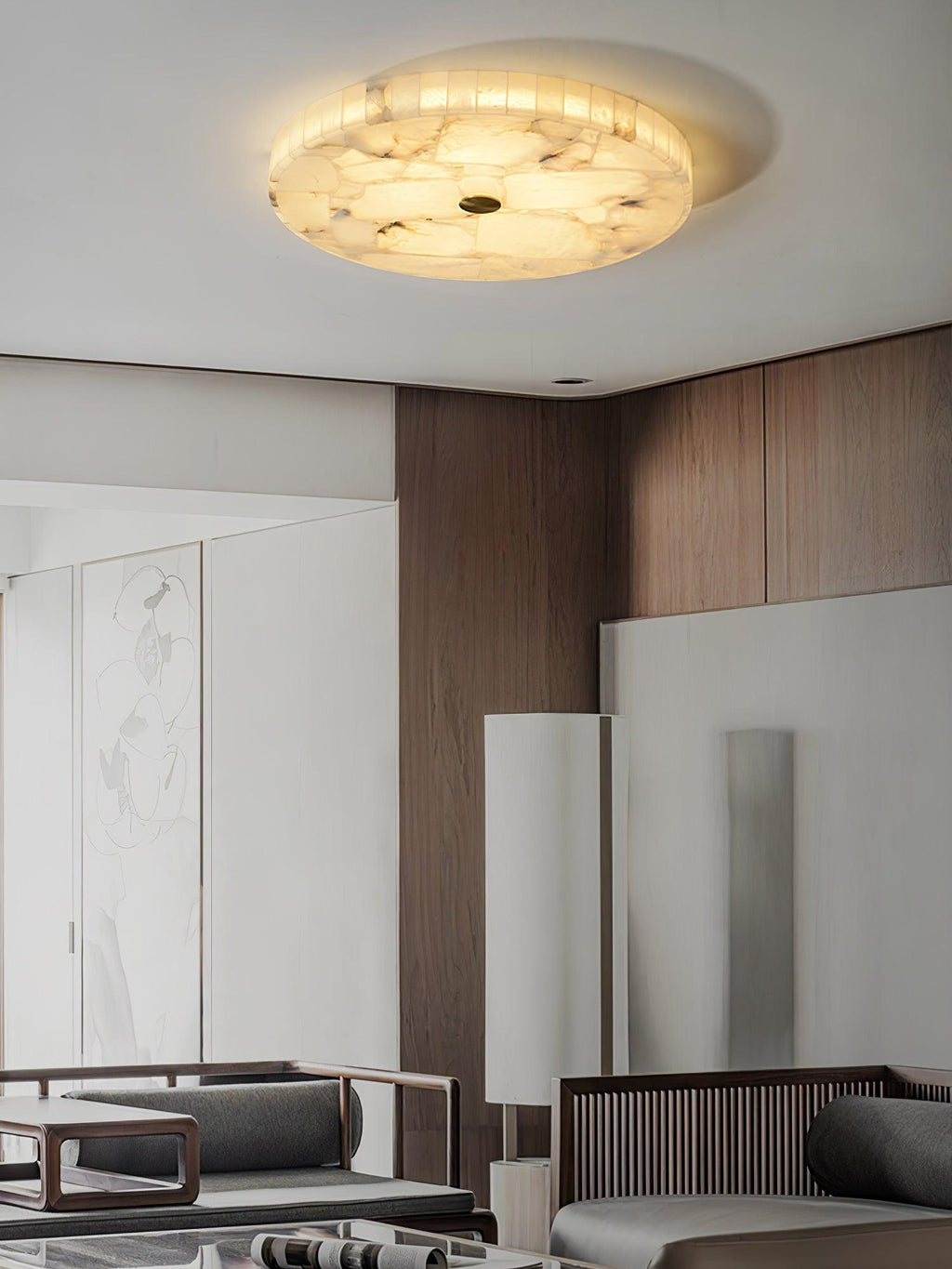 Moderne Loftlampe i Alabast - Hvid og Guld Elegant Design 6
