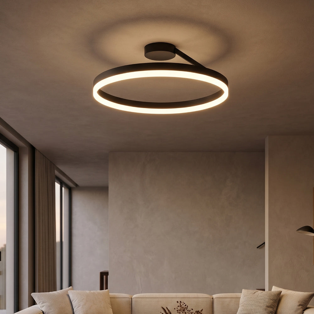 Moderne Loftlampe i Aluminium - Svævende Ringdesign med Justerbar Lysstyrke 1