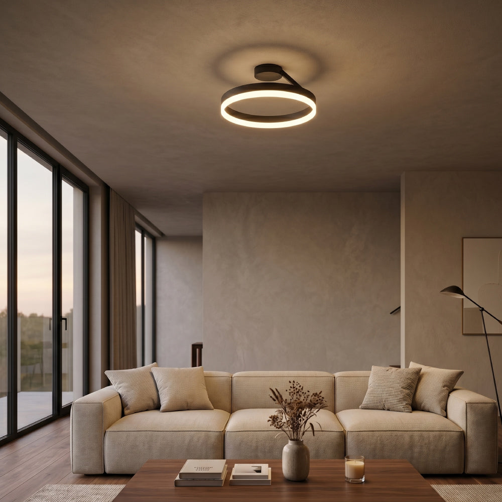 Moderne Loftlampe i Aluminium - Svævende Ringdesign med Justerbar Lysstyrke 2
