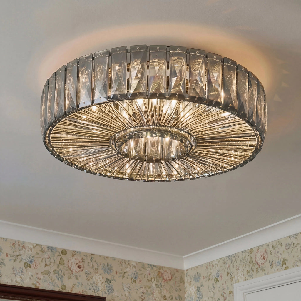 Moderne Loftlampe i Glas – Justerbar Lysstyrke og Elegant Rundt Design 1