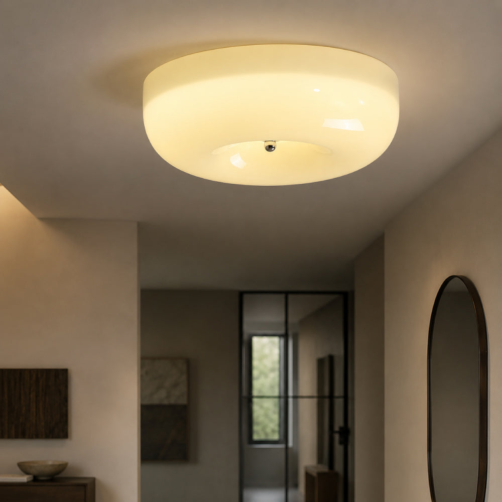 Moderne Loftslampe i Glas - Hvirvlende Mønster med Krom Detaljer 1