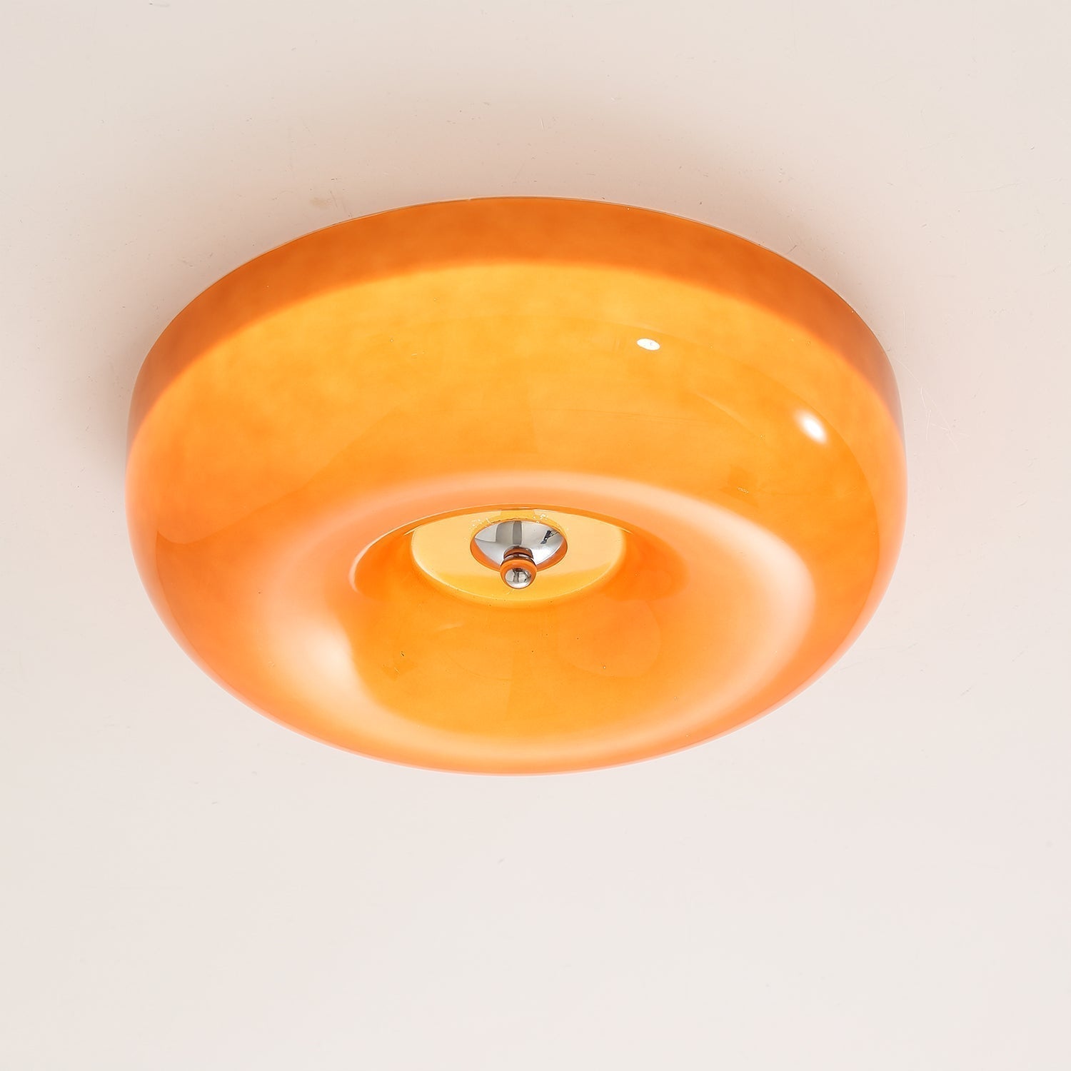Moderne Loftslampe i Glas - Hvirvlende Mønster med Krom Detaljer 6