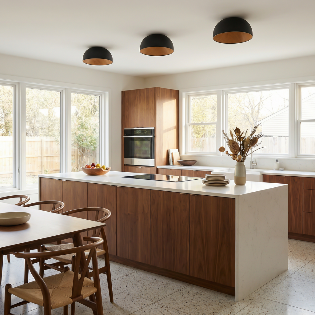 Moderne Loftslampe med Traelook Indvendig Daempbar LED 4