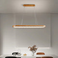 Moderne Oval Pendel Lampe – Træ og Akryl, Elegant Loftlampe til Indendørs Belysning 0