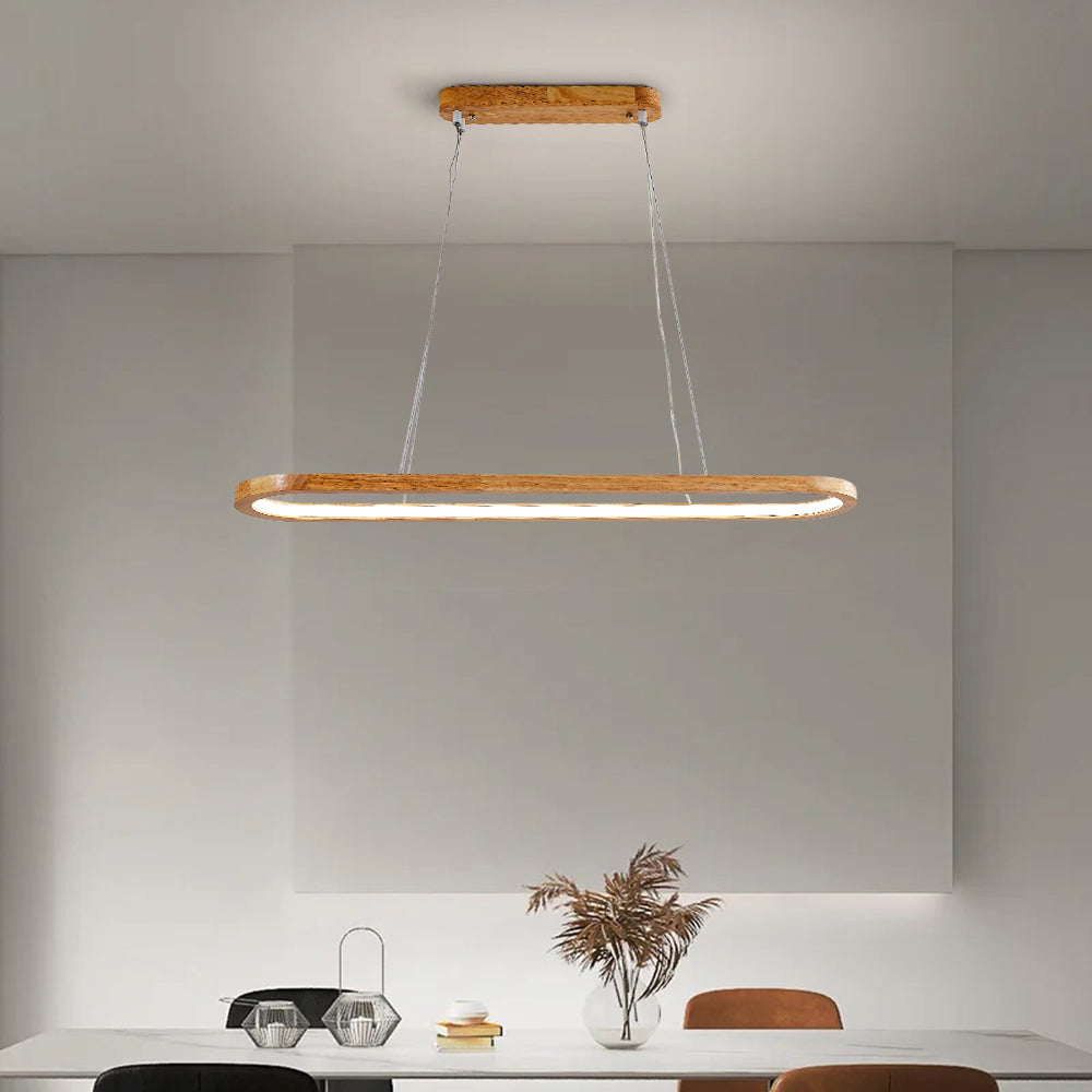 Moderne Oval Pendel Lampe – Træ og Akryl, Elegant Loftlampe til Indendørs Belysning 0