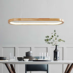 Moderne Oval Pendel Lampe – Træ og Akryl, Elegant Loftlampe til Indendørs Belysning 2