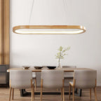 Moderne Oval Pendel Lampe – Træ og Akryl, Elegant Loftlampe til Indendørs Belysning 7