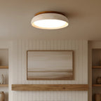 Moderne Rund Loftslampe i Travertin – Elegant Design med Blødt Lys 1