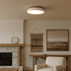 Moderne Rund Loftslampe i Travertin – Elegant Design med Blødt Lys 8