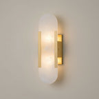 Moderne Væglampe i Alabast og Messing – Geometrisk Design med Blødt Lys 0