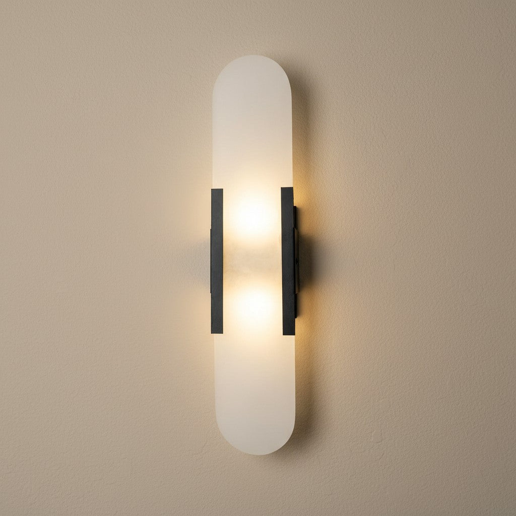 Moderne Væglampe i Alabast og Messing – Geometrisk Design med Blødt Lys 10
