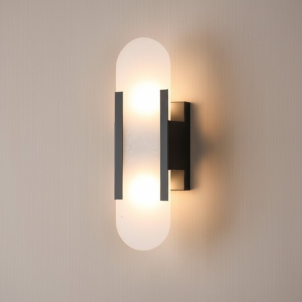 Moderne Væglampe i Alabast og Messing – Geometrisk Design med Blødt Lys 9