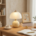 Moderne bordlampe i keramik og glas med halvkuppel – ideel til soveværelse 2