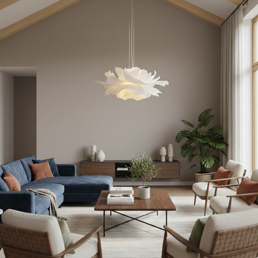 Moderne loftslampe med justerbar højde og blomsterbladdesign til stue – LED belysning 0