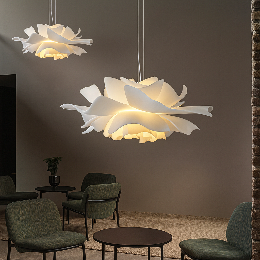 Moderne loftslampe med justerbar højde og blomsterbladdesign til stue – LED belysning 3