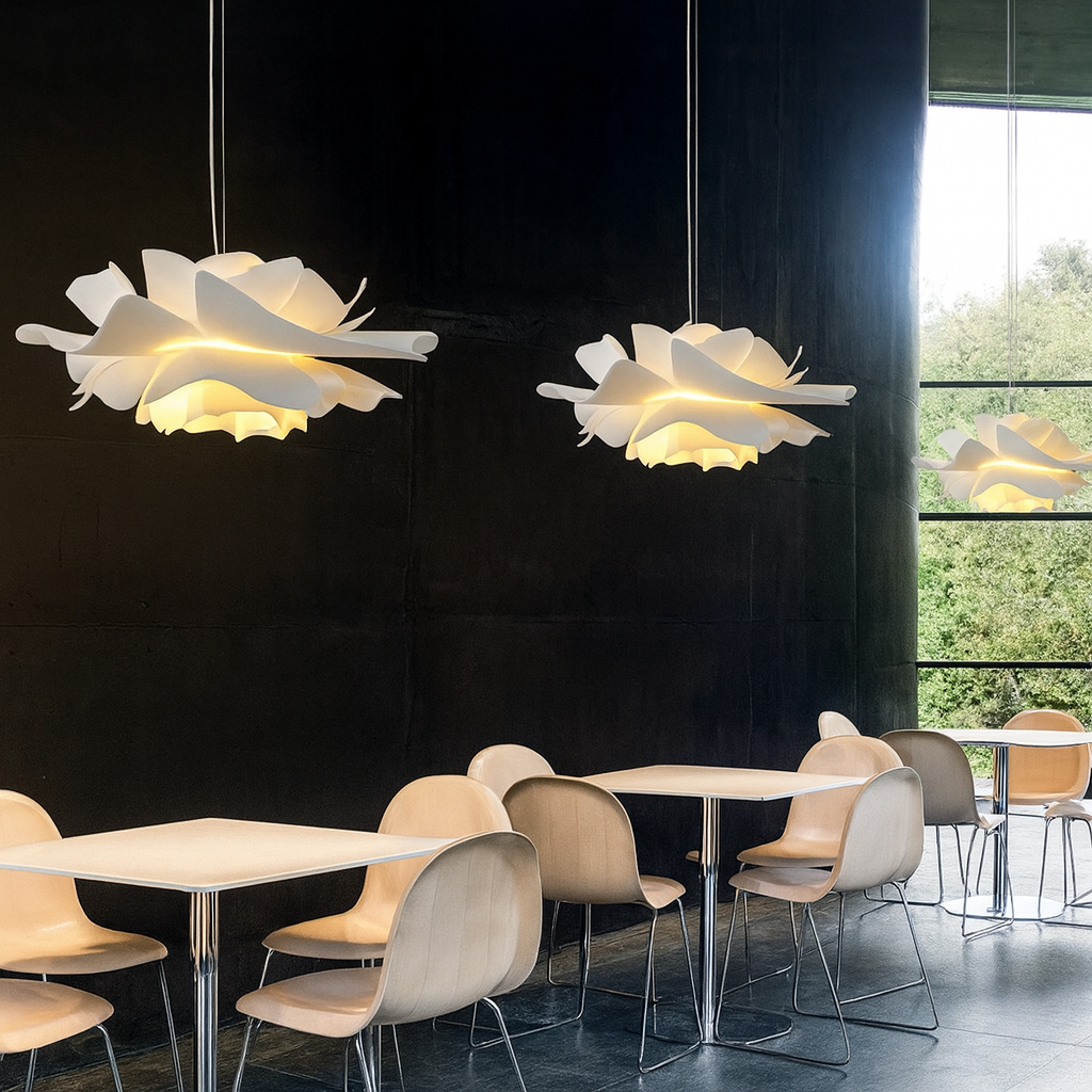 Moderne loftslampe med justerbar højde og blomsterbladdesign til stue – LED belysning 5