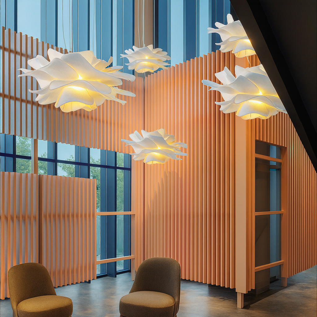 Moderne loftslampe med justerbar højde og blomsterbladdesign til stue – LED belysning 7