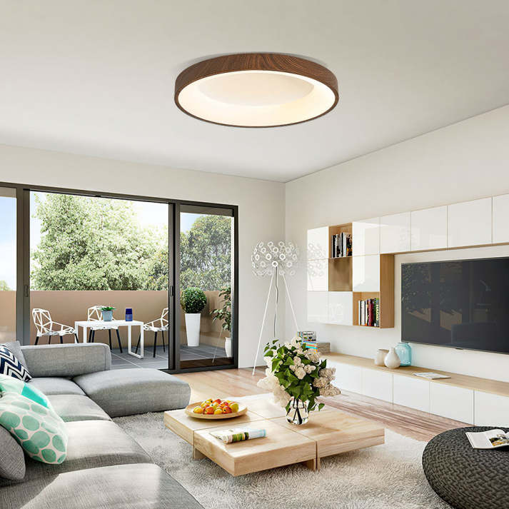 Naturlig Træ Loftslampe – Cirkulært Design med LED til Soveværelse og Stue 2