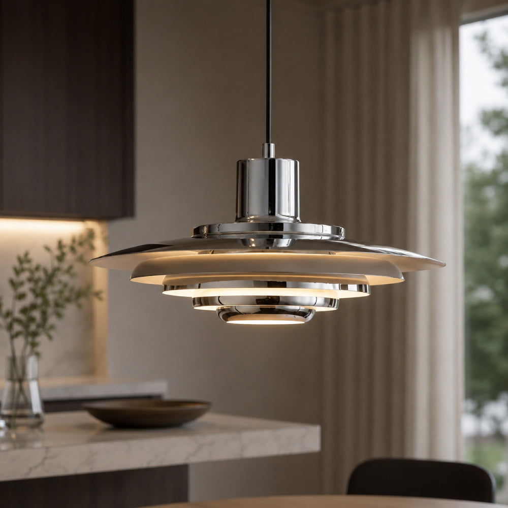 Nordisk Pendel Lampe - Lagdelt Design i Aluminium 0
