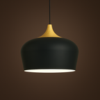 Nordisk Pendel Lampe i Træ - Pastelfarvet Kuppelskærm 14