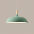 Nordisk Pendel Lampe i Træ - Pastelfarvet Kuppelskærm 15