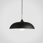 Nordisk Pendel Lampe i Træ - Pastelfarvet Kuppelskærm 17