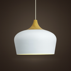 Nordisk Pendel Lampe i Træ - Pastelfarvet Kuppelskærm 19