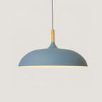 Nordisk Pendel Lampe i Træ - Pastelfarvet Kuppelskærm 20