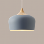 Nordisk Pendel Lampe i Træ - Pastelfarvet Kuppelskærm 24