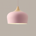 Nordisk Pendel Lampe i Træ - Pastelfarvet Kuppelskærm 25