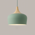 Nordisk Pendel Lampe i Træ - Pastelfarvet Kuppelskærm 3
