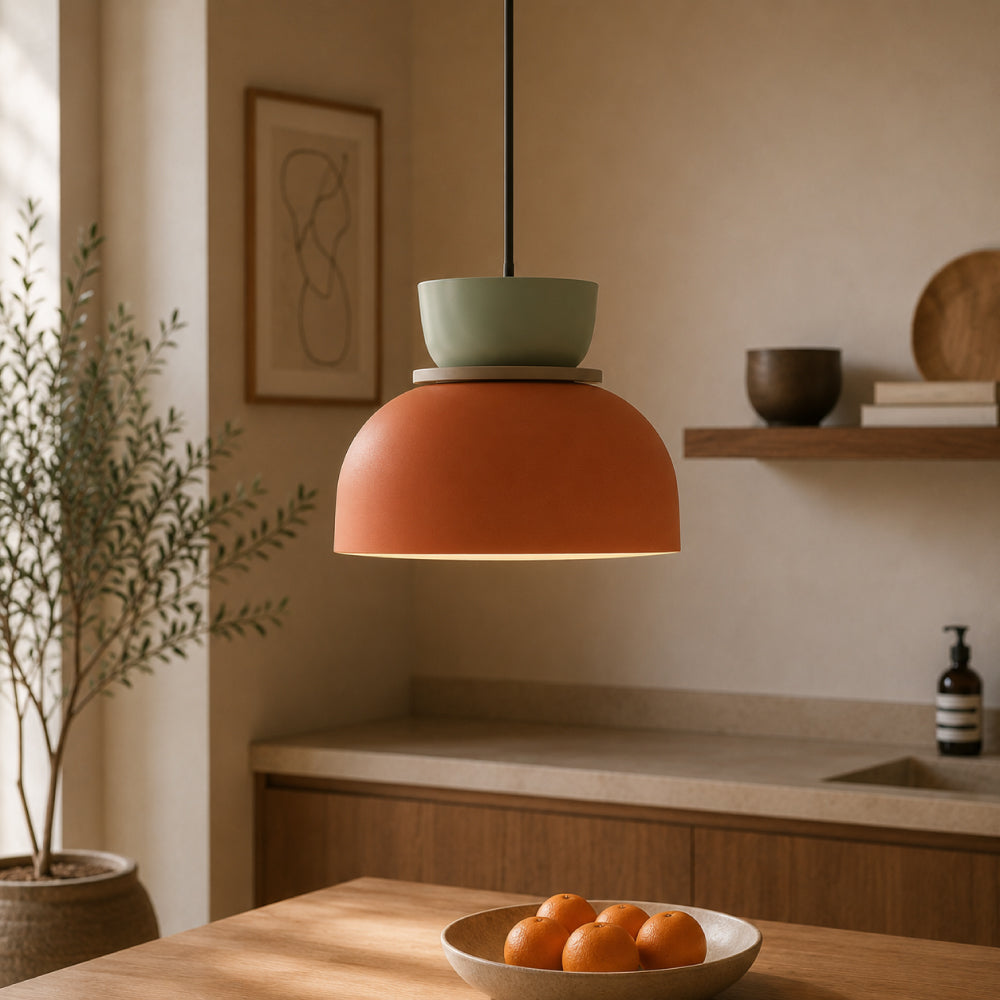 Nordisk Pendel Lampe til Spisebord - Farverige Skåle i Lagdelt Design 0
