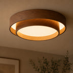 Nordisk Trælook Loftslampe – Rundt Design med Varmt Udtryk 0