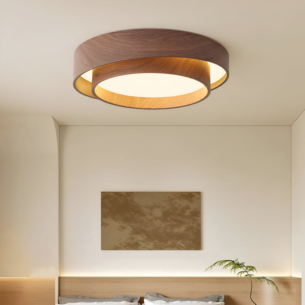 Nordisk Trælook Loftslampe – Rundt Design med Varmt Udtryk 4