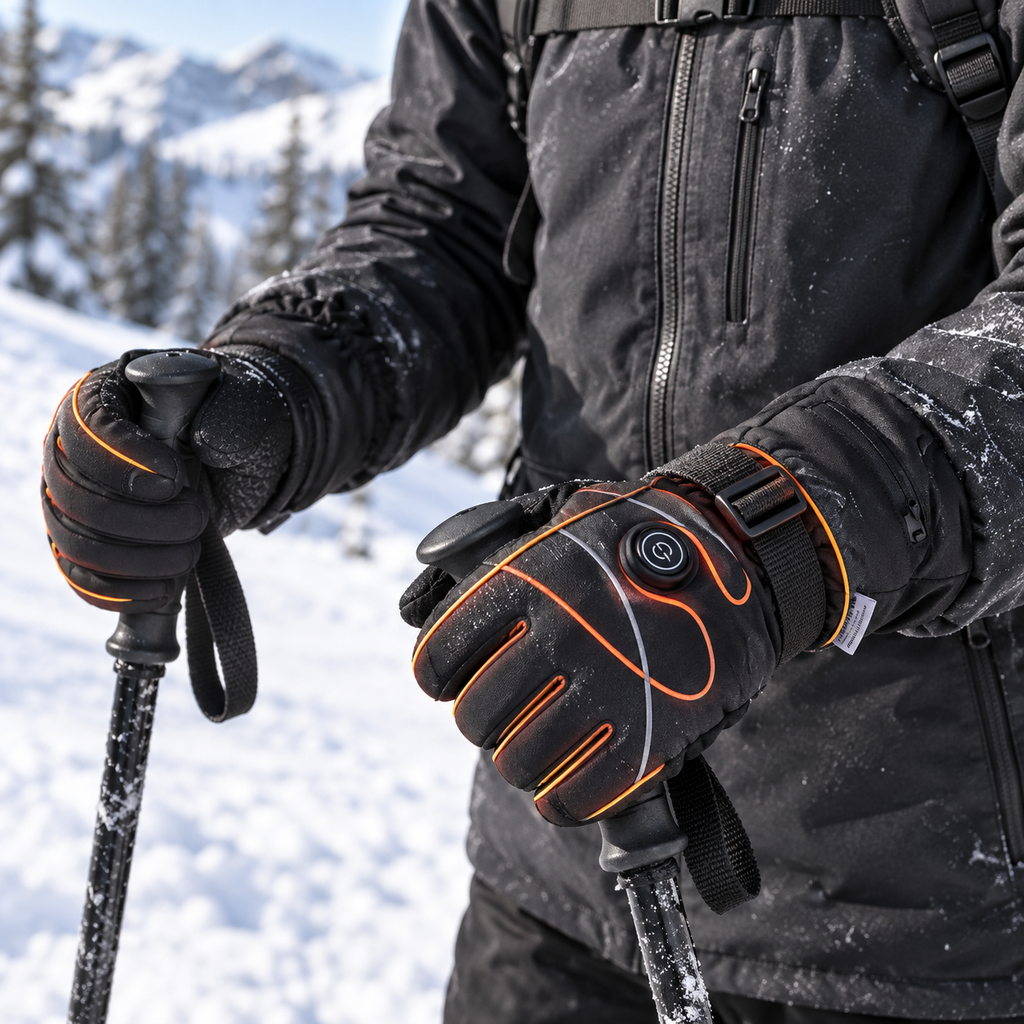 Opvarmede Skihandsker med Touchscreen-Funktion 0