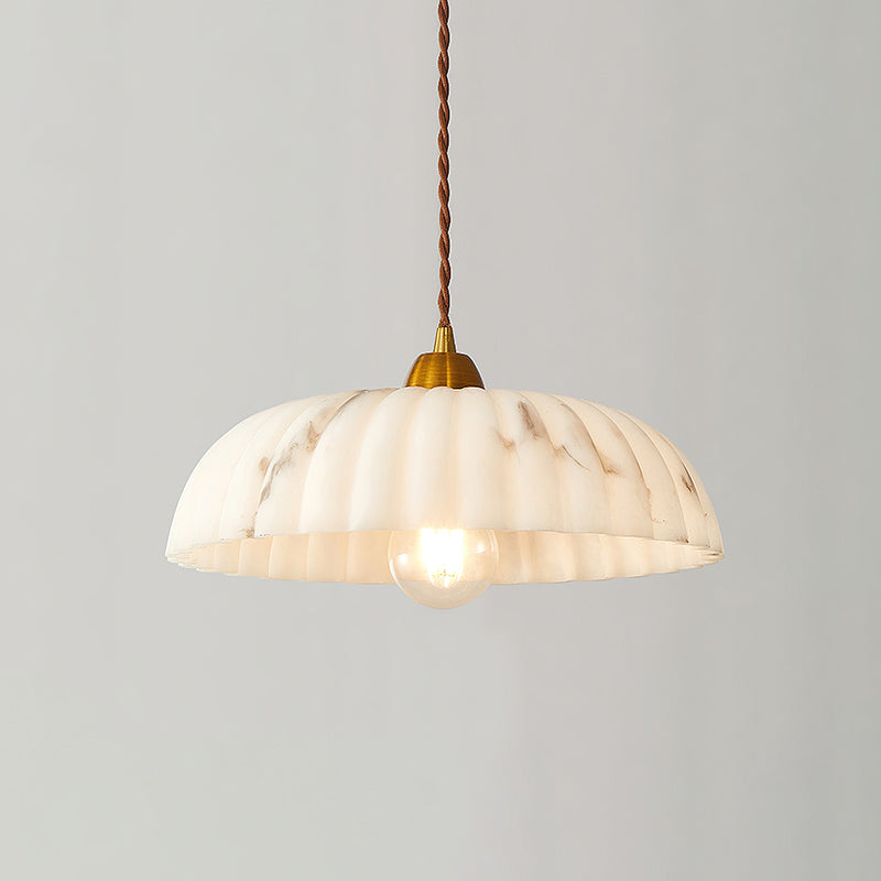 Pendel Lampe Antik Guld - Tidløs Alabaster Skærm med Blødt Lys 0
