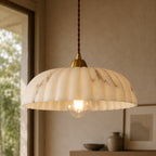 Pendel Lampe Antik Guld - Tidløs Alabaster Skærm med Blødt Lys 7
