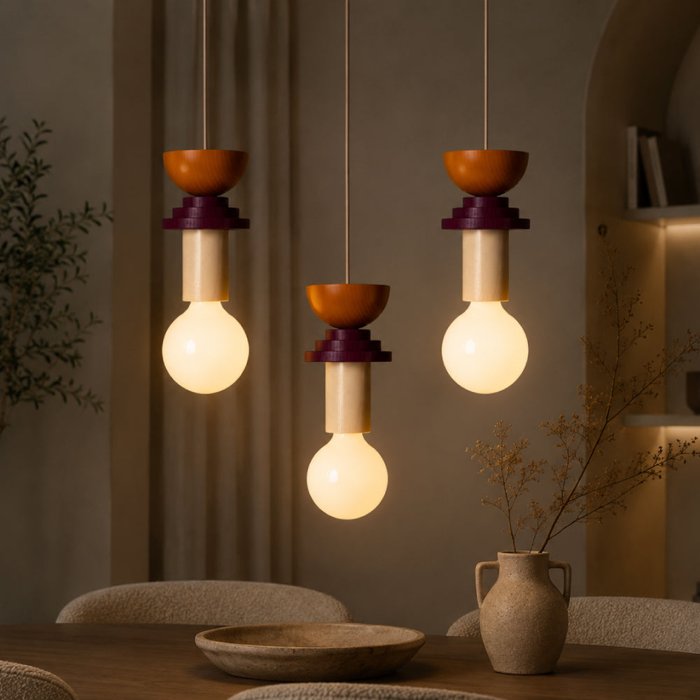 Pendel Lampe i Asketræ - Geometrisk Design med Justerbare Farver 28