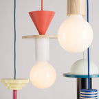 Pendel Lampe i Asketræ - Geometrisk Design med Justerbare Farver 4