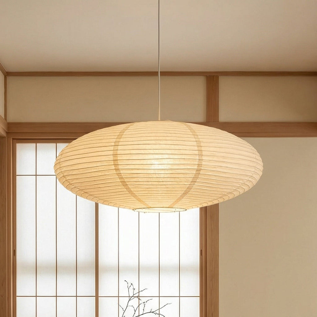 Pendel Lampe i Bomuldspapir - Ovalt Lanternedesign 3
