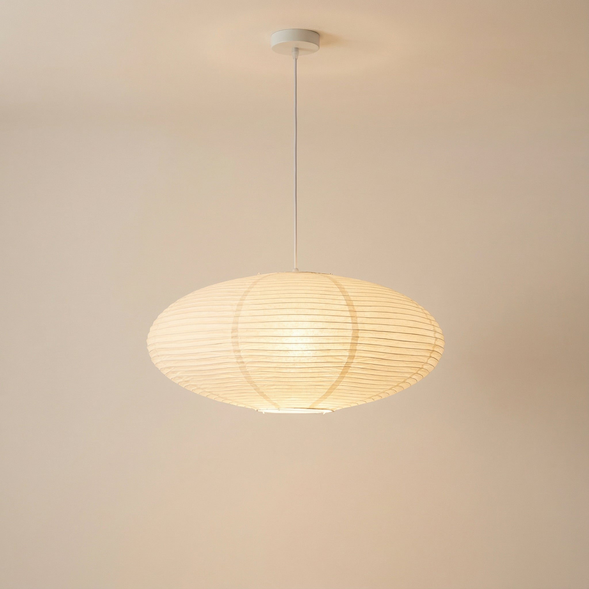 Pendel Lampe i Bomuldspapir - Ovalt Lanternedesign 8