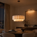 Pendel Lampe i Hør - Skulpturelt Lagdesign med Elegant Bronzefinish 11